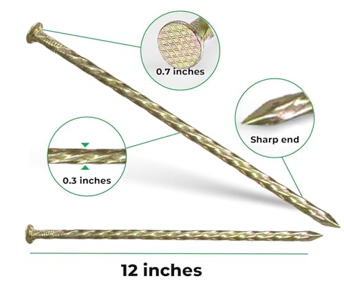 12“ 40 Pack Galvanized Metal Landscape Stakes Heavy Duty Anchoring Spikes