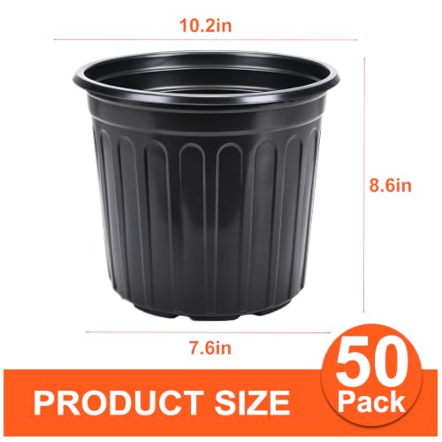 50 Pack 3 Gallon Black Flexible Flower Plant Nursery Pots (3 Gallon / 50P)