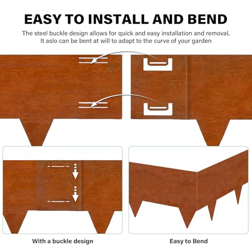 Cor Ten Steel Landscape Edging 5 Inch (6 Count)