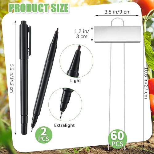 62 Pcs Metal Plant Labels Garden Markers Outdoor Weatherproof 10.6 Inch Stainless Steel Nursery Tags Reusable Bulk with Pens for Flower Fruit Vegetable Seedling