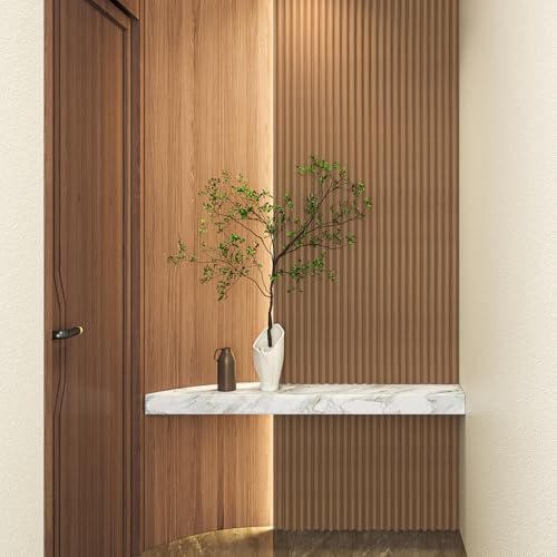 108 x 5.7 Inch Fluted Wood Wall Paneling for Home Decor (8Pcs-108 x 5.7 Inch / Beaded Oak)
