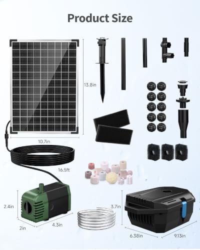 20W Solar Pond Filter with Fountain Pump (Solar Powered 20W)