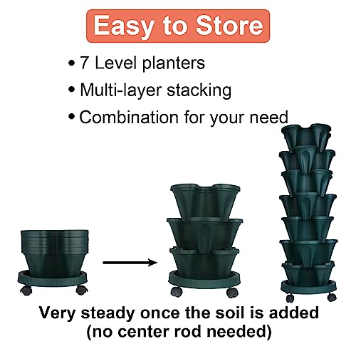Stackable Planter (Dark Green / 7Tier-2 Pack)