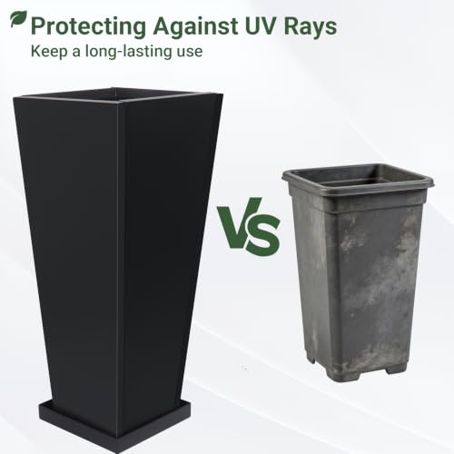 30" Metal Tall Outdoor Planters Set of 2 (30" H)