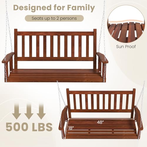 2 Person Wooden Outdoor Porch Swing (For 2 Person / Brown)