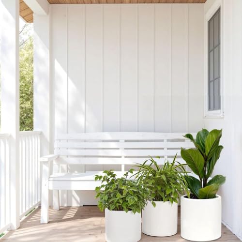 Large Planter for Indoor or Outdoor (Matte White / Set of 3: 8/10/11.8 Inch)