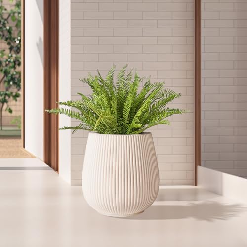 16" Pear Shaped Fluted Outdoor Planter (Off White / Pear-shaped)