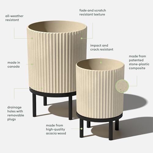 Demi Series Raised Duo Planters (Sand/Black / Bundle - 2 Pack)
