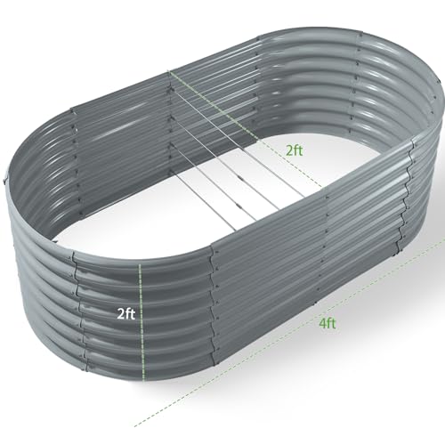 24“ Tall 4×2ft Galvanized Raised Garden Bed Kit (Modern Gray / 4×2×2ft)