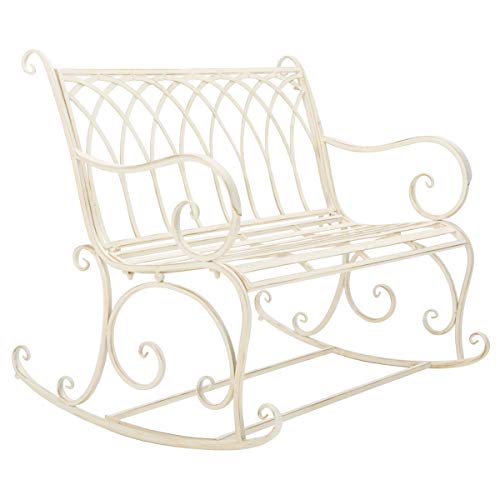 Outdoor Ressi Pearl White Victorian Rocking Bench (Pearl White)