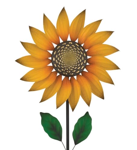 Wind Spinner Outdoor Metal Kinetic Yard Art with Stake (Sunflower / Small (60-69 Inch))