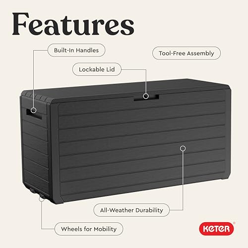 Atlas 70 Gal Outdoor Storage Box for Patio and Pool Accessories (Atlas Graphite)