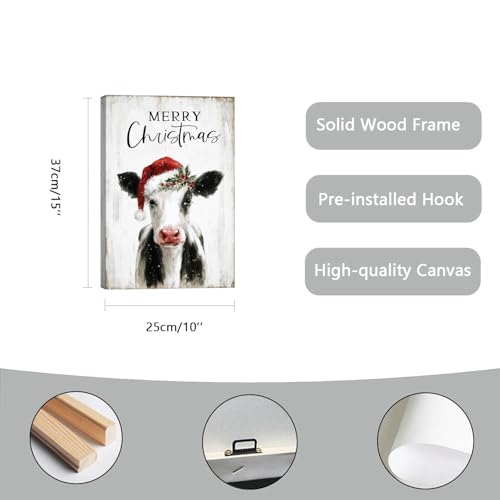 Christmas Cow Canvas Wall Art