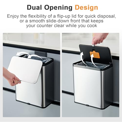 Mini Hanging Trash Can with Lid for Kitchen Cabinet Door