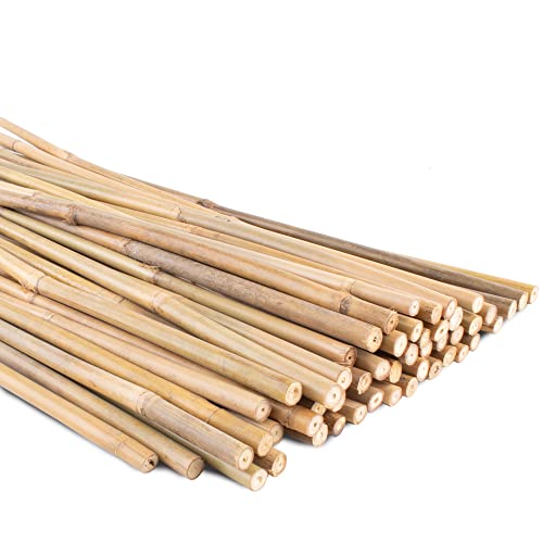 0.32”-0.4"/18Inch Garden Stakes, Natural Bamboo Sticks Plant Stakes for Indoor and Outdoor Plants，Poles for Tomatoes, Beans, Potted Plants(50Pcs)… (50 Count)