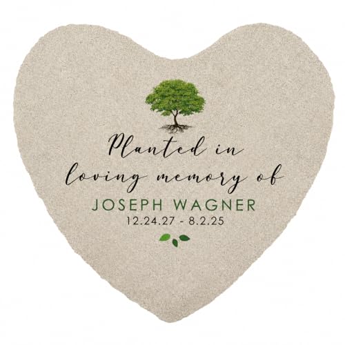 Personalized Heart Memorial Garden Stone with Tree Design (Planted in Loving Memory / Heart)