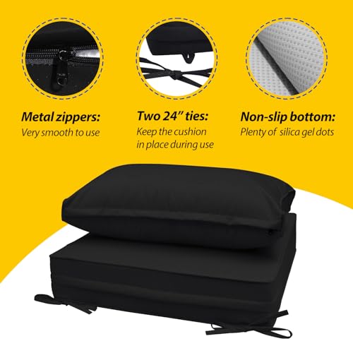 Outdoor Chair Cushions (Charcoal Black / 24"x24"x5" / 24"x13.5")