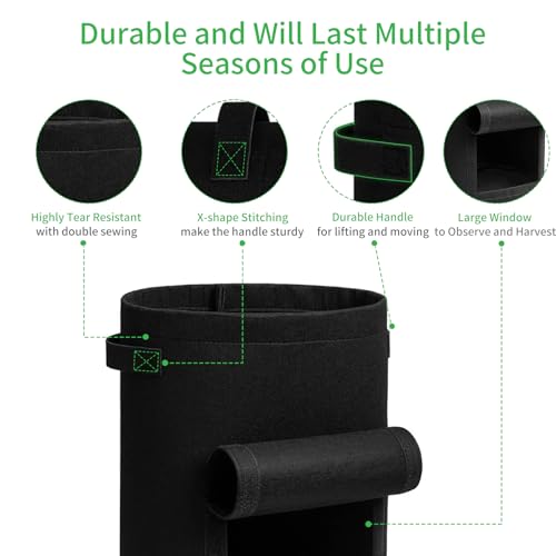 4 Pack Potato Grow Bags 10 Gallon with Flap (Black 10 Gallon / 4 Pack with Window)