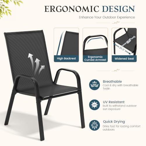 7 Piece Patio Dining Set (Black / 7 PCS)
