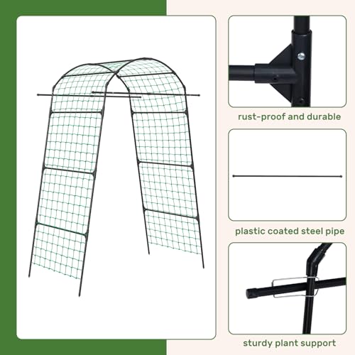86" Tall Metal Garden Arch Trellis for Climbing Plants (87" H / Green)