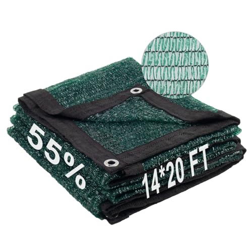 Shade Cloth for Garden (14FTx20FT / 55% Shade-Dark Green)