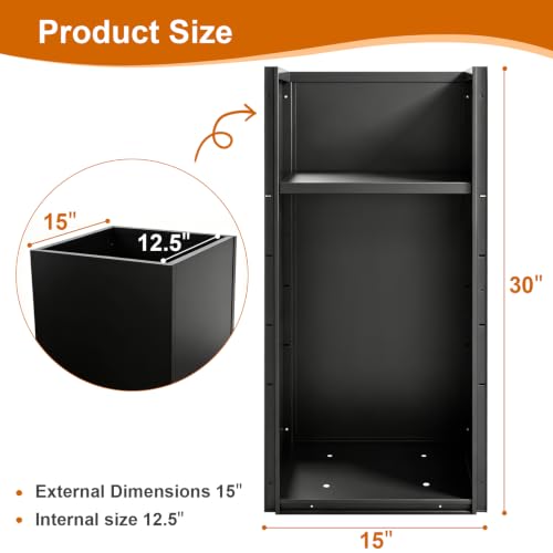15"x15" x 30" Tall Metal Planter Box 2 Pack (Black / 15" L x 15" W x 30" H)