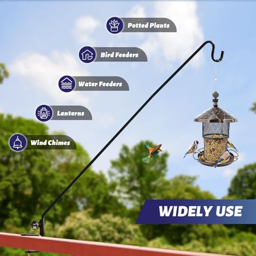 4 Packs 3 Inch Clamp 28" Long Deck Hook for Hanging Bird Feeder (Deck Hook - 28 Inch - 4 Packs)