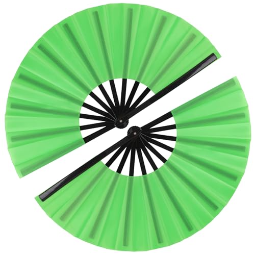 2 Pack Large Folding Hand Fan for Men (2 Green)