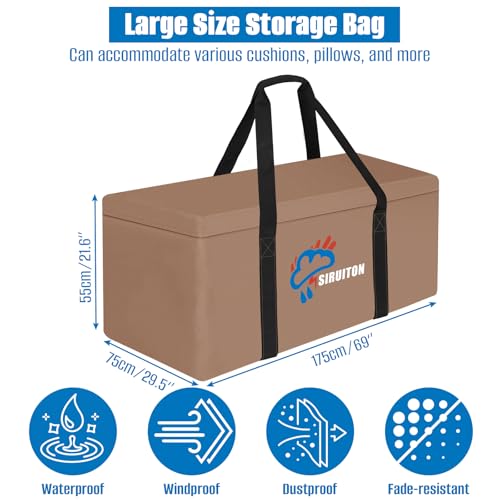 69in Outdoor Cushion Storage Bag (Brown / 69x29.5x21.6in)