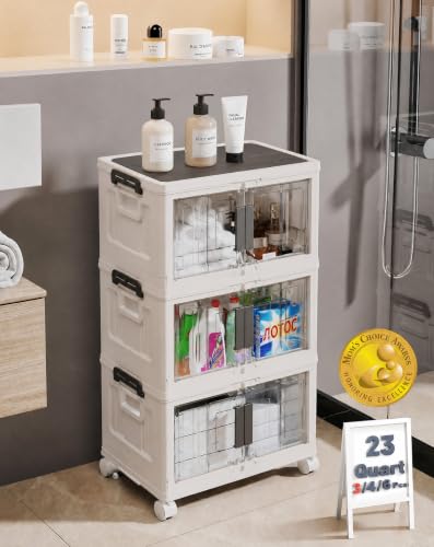 23QT Storage Bins with Lids for Closet (White / 23QT)