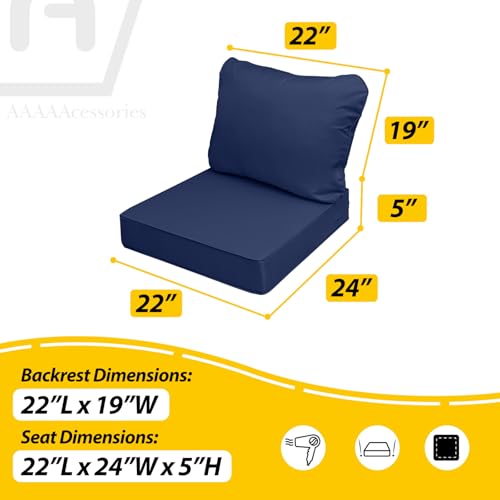 Outdoor Chair Cushions (Navy Blue / 22"x24"x5" / 22"x19")