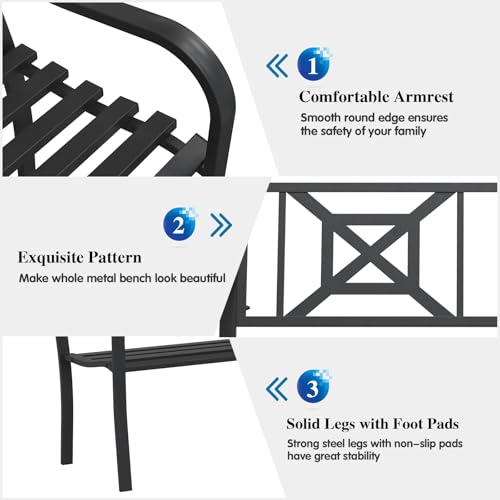 Patio Garden Bench (Black / Geometric)