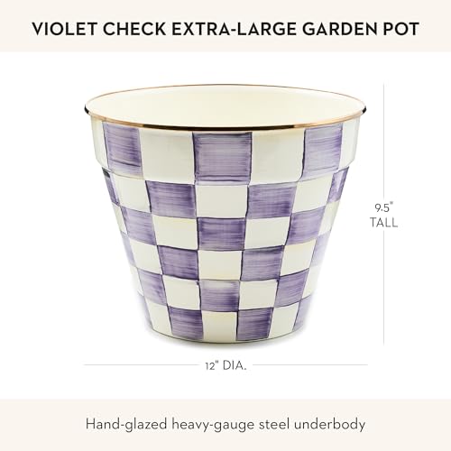 Enamel Garden Pot (Violet Check / Extra Large)