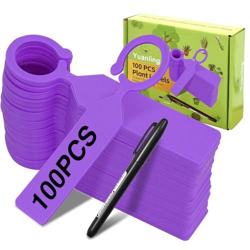 Plant Labels Yuanling 100Pcs Plastic Waterproof Plant Tree Tags Nursery Garden Markers for Indoor Outdoor Gardening Plants Vegetables Flowers Potted (100 Count)
