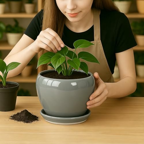 8 Inch Plant Pots (Gray / 8 Inch)