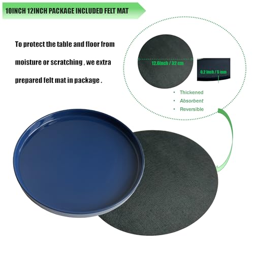Ceramic Plant Saucer Tray 2 Pcs 12 Inch Blue (2 Count)