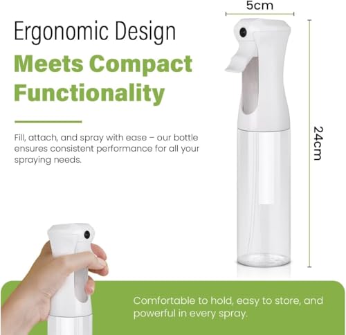 Continuous Mist Clear Spray Bottle 300ml Fine Mist for Hair (Clear - 10oz)