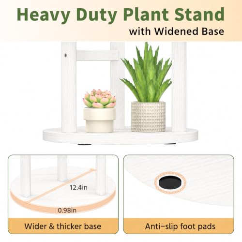 Wood Small Plant Stand Table Tall for Indoor Corner (White / 3 Tier)