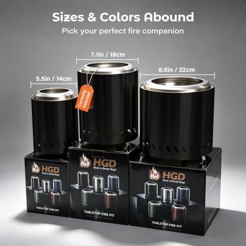 9.6 x 7.1 in Small Tabletop Fire Pit (Black Ceramic / 9.6H x 7.1D Tabletop)