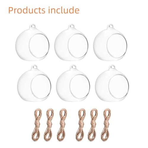 2.36" 6cm Hanging Tealight Candle Holder Glass Globes Air Plant Orb Glass Candlestick Lights Terrariums Candles Terrarium Vase Containers Home Decor Indoor Outdoor Garden DIY Gifts