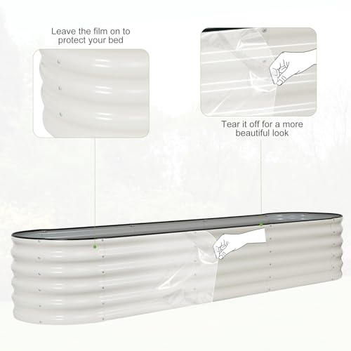 Galvanized Raised Garden Bed Outdoor (White / 8x2x1.4ft)