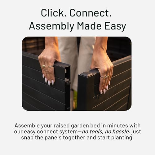 48-Inch x 48-Inch Raised Garden Bed with Tool-Free Connect System and Crafted from Recycled Materials, for Patios or Decks, Black (Black / Garden Bed)