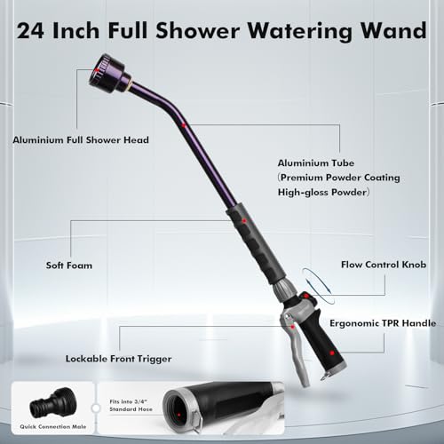 24 Inches Long Watering Wand for Garden Hose (Purple)