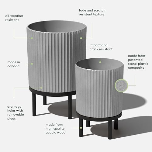 Demi Series Raised Duo Planters (Gray/Black / Bundle - 2 Pack)