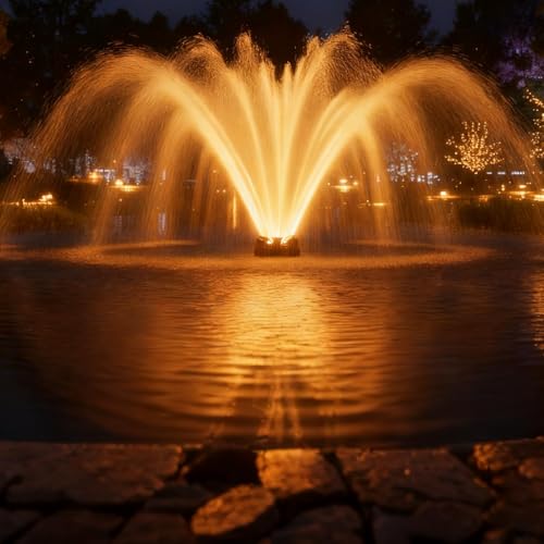 Pond Fountain Aerator with Lights (Black)