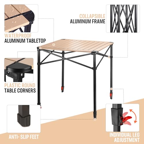 Folding Camping Square Table (Gold / Large)