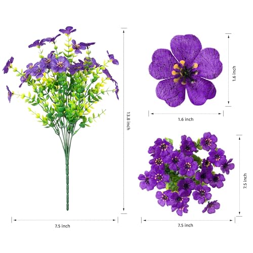 Artificial Flowers for Outdoor Indoor Garden Home Decoration (Purple 2)