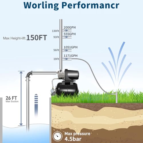 1.6HP Shallow Well Garden Pump (Glossy Black)