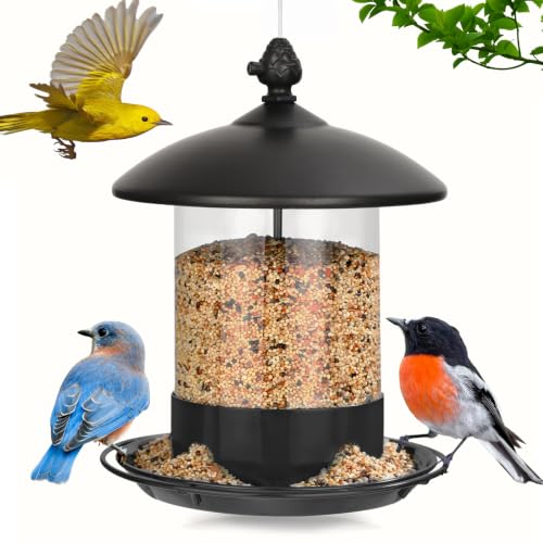 Metal Bird Feeders for Outdoors Hanging (Black)