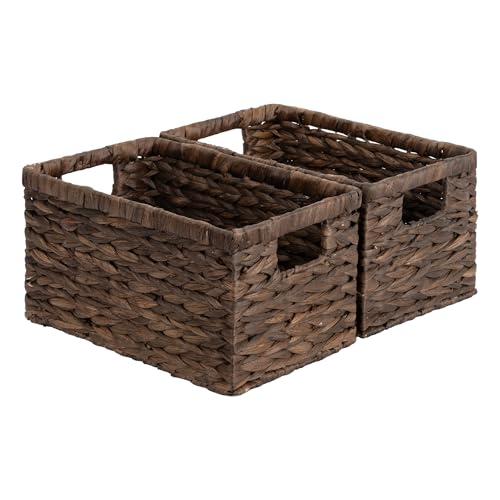 Storage Baskets for Organizing (Brown (Water Hyacinth) / 2x 13"L x 8¼"W x 7"H)